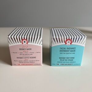 New! First aid beauty bouncy mask and facial radiance overnight mask